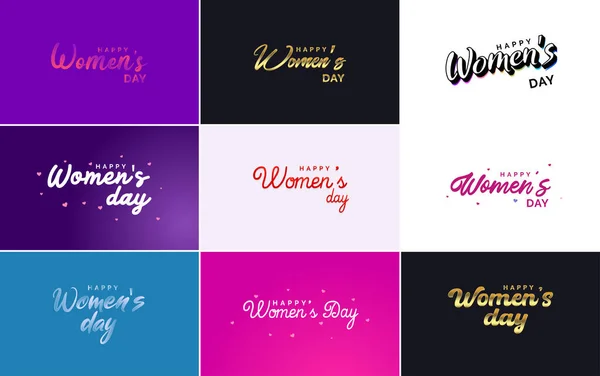 March Typographic Design Set Happy Women Day Text — 图库矢量图片