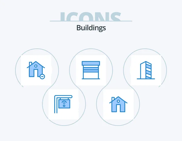 Buildings Blue Icon Pack Icon Design Buildings Garage Buildings Buildings — Vettoriale Stock