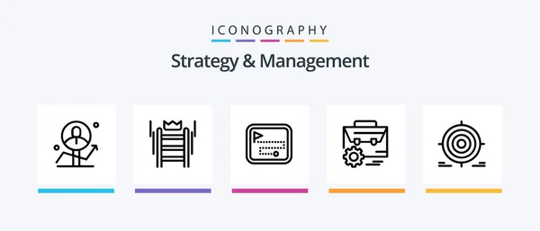 Strategy Management Line Icon Pack Including Sucess Flag Bastion File — Image vectorielle