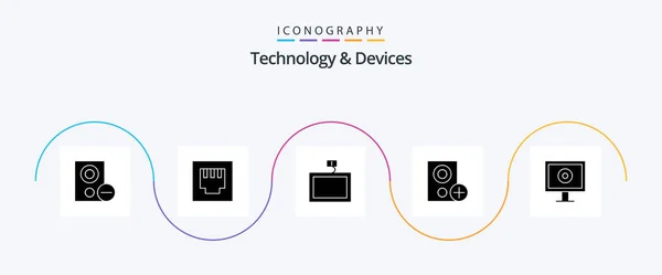 Devices Glyph Icon Pack Including Webcam Display Add Gadget — Archivo Imágenes Vectoriales