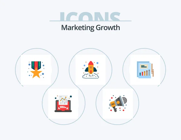 Marketing Growth Flat Icon Pack Icon Design Startup Marketing Award — Stockový vektor