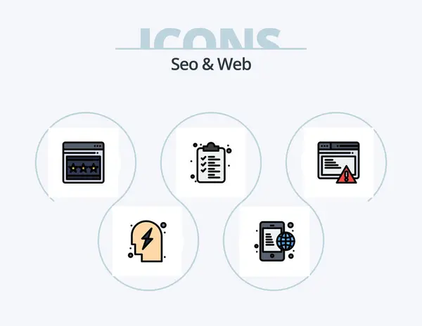 Seo Web Line Filled Icon Pack Icon Design Net Communication — Vettoriale Stock