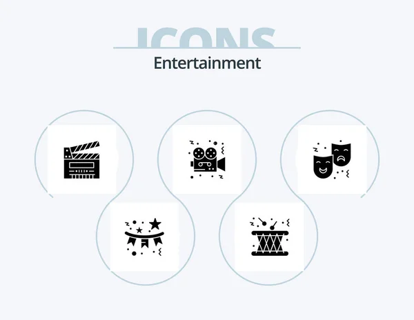 Entertainment Glyph Icon Pack Icon Design Video Movie Instrument Multimedia — 图库矢量图片