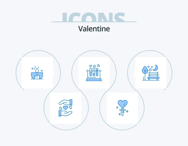 Valentine Blue Icon Pack Icon Design Heart Lab Tube Lighter — Διανυσματικό Αρχείο