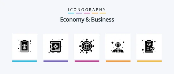 Economy Business Glyph Icon Pack Including Clip World Network User — Vetor de Stock