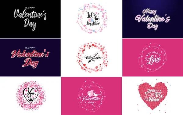 Happy Valentine Day Greeting Background Papercut Realistic Style Paper Clouds — Vettoriale Stock