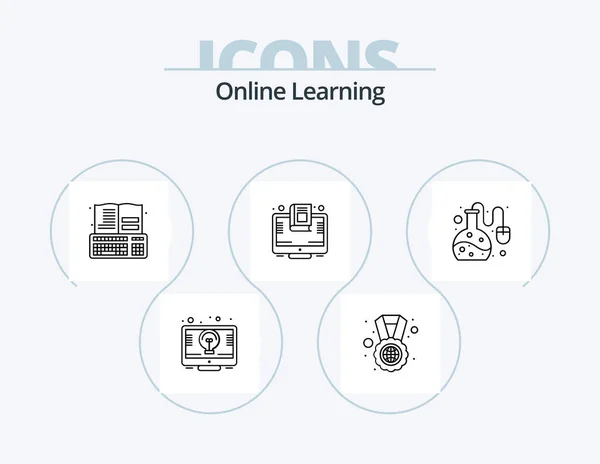 Online Learning Line Icon Pack Icon Design Learning Prize Education — Vetor de Stock