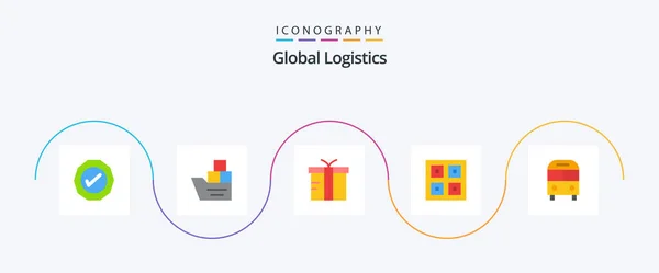 Global Logistics Flat Icon Pack Including Shipping Delivery Ship Boxes — Stock Vector