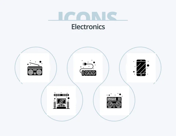 Electronics Glyph Icon Pack Icon Design Phone Media Mobile Socket — Wektor stockowy