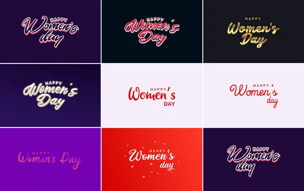 Abstract Happy Women Day Logo Love Vector Design Pink Purple — Stok Vektör