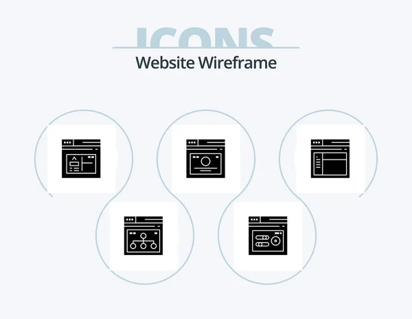 Website Wireframe Glyph Icon Pack Icon Design Web Page Web — Wektor stockowy
