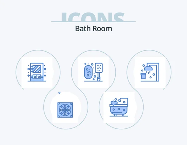 Bath Room Blue Icon Pack Icon Design Clean Shower Box — Stockvector