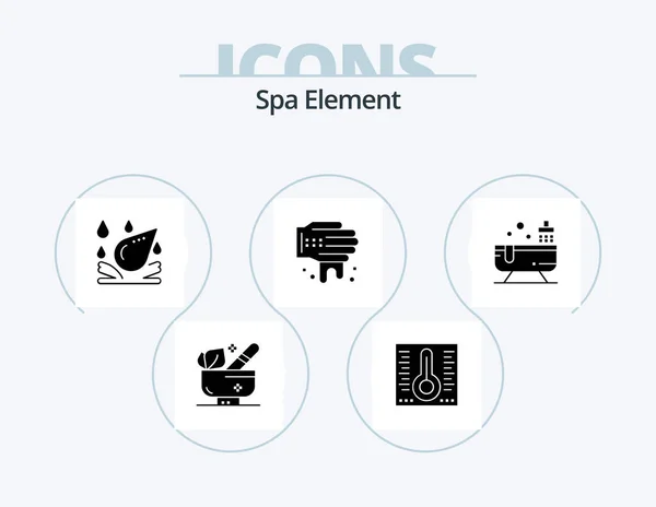 Spa Element Glyph Icon Pack Icon Design Shower Spa Bathtub — Stock Vector