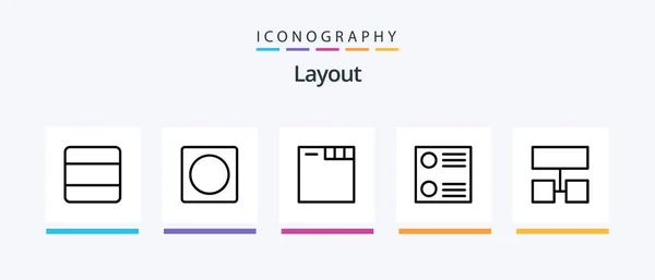 Layout Line Icon Pack Including Tabs Layout Browser Stack Creative — Archivo Imágenes Vectoriales