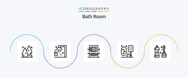 Bath Room Line Icon Pack Including Cleaner Shower Box Scrub — Stock vektor