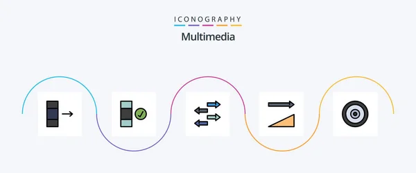 Multimedia Line Filled Flat Icon Pack Including Web Traffic Target — Image vectorielle