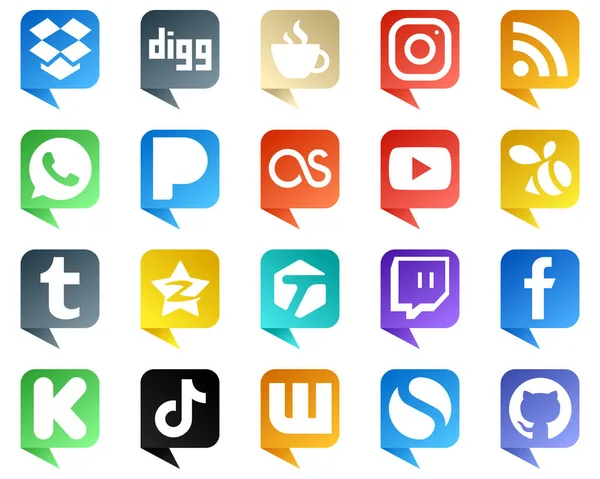 Chat Bubble Style Icons Top Social Media Pack Qzone Swarm — Stockvector