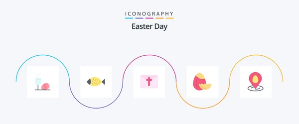 Easter Flat Icon Pack Including Map Location Massege Easter Egg — Vettoriale Stock