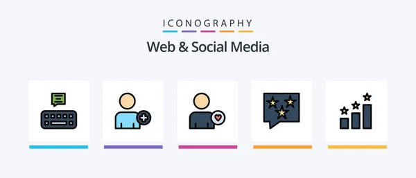 Web Social Media Line Filled Icon Pack Including Video Camera — Vetor de Stock