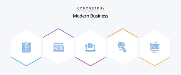Modern Business Blue Icon Pack Including Online Business Business Features — Stockvektor