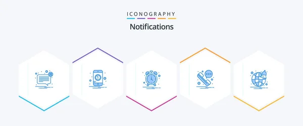Notifications Blue Icon Pack Including Website Browser Mobile Sms Message — Stockový vektor