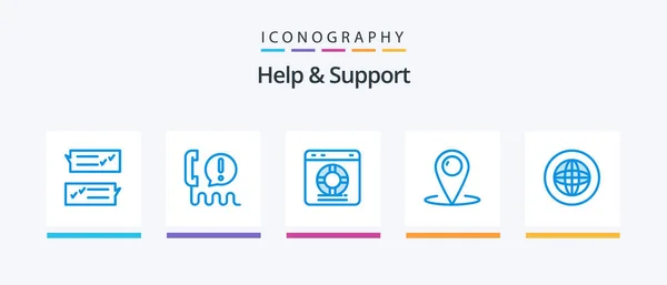 Help Support Blue Icon Pack Including Customer Location Communication Service — Stockvektor