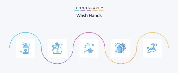 Wash Hands Blue Icon Pack Including Washing Hands Infect Healthcare — Wektor stockowy