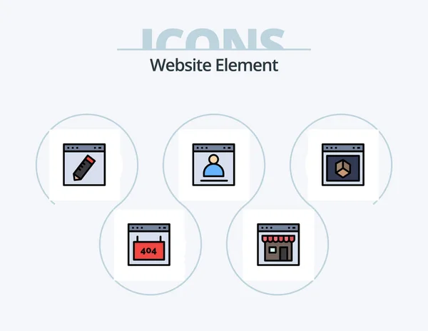 Website Element Line Filled Icon Pack Icon Design Profile Login — Stockvector