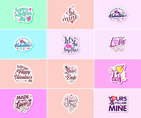 Valentine Day Graphics Stickers Show Your Love Devotion — Stock vektor