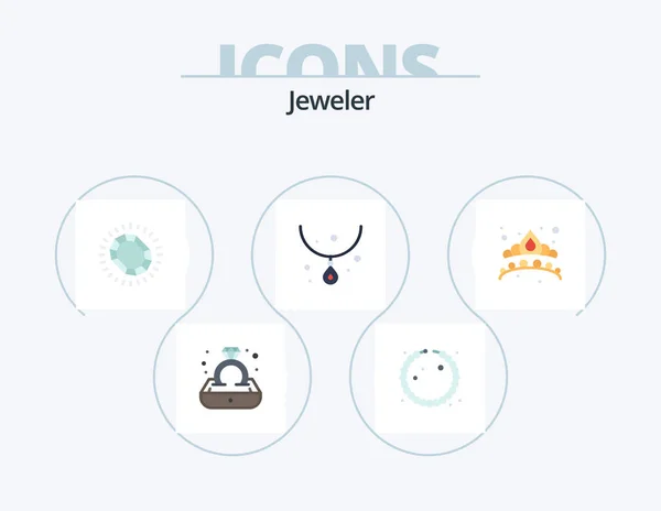 Jewellery Flat Icon Pack Icon Design Fashion Necklace Jewelry Jewelry — Archivo Imágenes Vectoriales