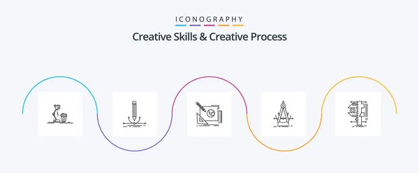 Creative Skills Creative Process Line Icon Pack Including Geometry Precision — Stock Vector