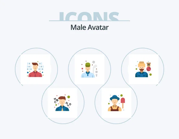 Male Avatar Flat Icon Pack Icon Design Soldier Programming Pilot — Archivo Imágenes Vectoriales