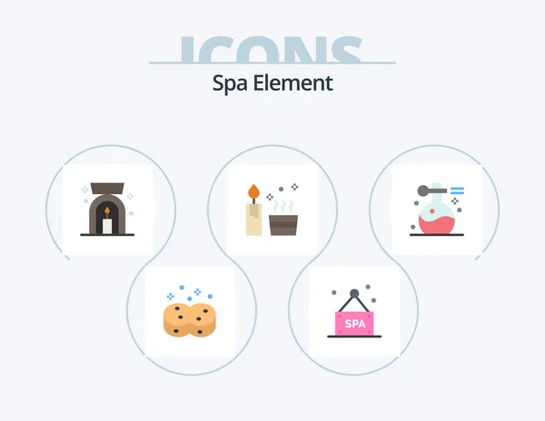 Spa Element Flat Icon Pack Icon Design Spa Massage Lamp — Vetor de Stock