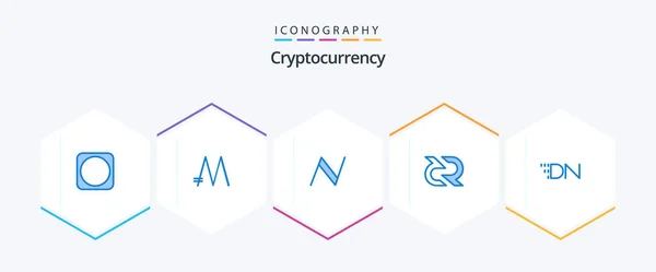 Cryptocurrency Blue Icon Pack Including Digital Note Cryptocurrency Name Coin — Image vectorielle