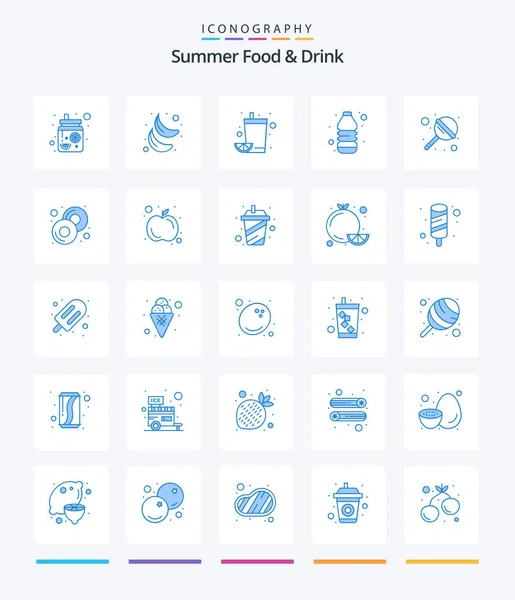 Creative Summer Food Drink Blue Icon Pack Lollypop Candy Drink — Vettoriale Stock
