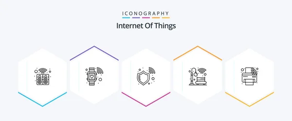 Internet Things Line Icon Pack Including Iot Park Smart Watch — Image vectorielle