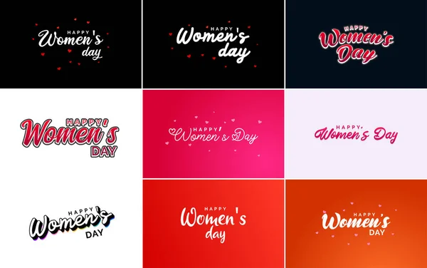 Set Happy Woman Day Handwritten Lettering Modern Calligraphy Collection Suitable — Archivo Imágenes Vectoriales