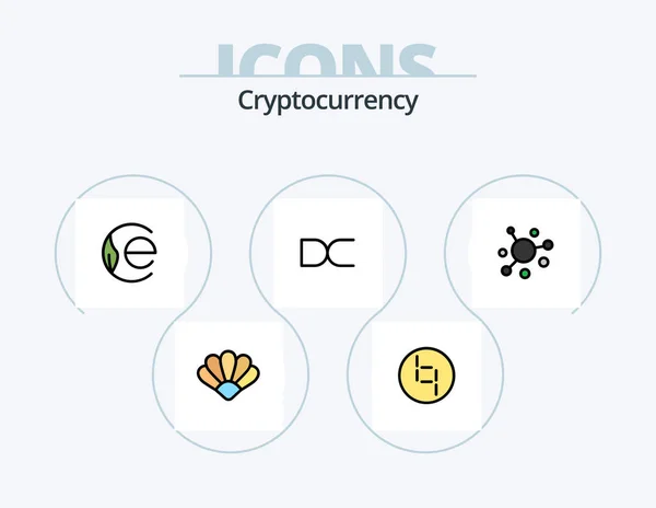 Cryptocurrency Line Filled Icon Pack Icon Design Coin Crypto Crypto — Stockový vektor