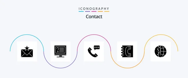 Contact Glyph Icon Pack Including Contact Book Info Conversation Contact — Stockový vektor