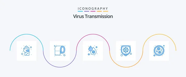 Virus Transmission Blue Icon Pack Including Germs Virus Blood Protection — Stock Vector