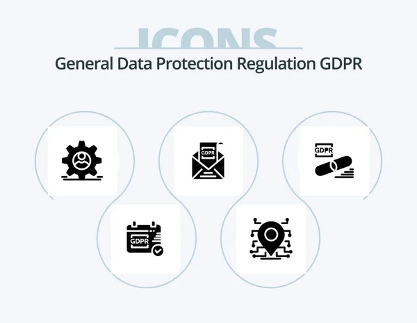 Gdpr Glyph Icon Pack Icon Design European Commission Security Security — Stock Vector