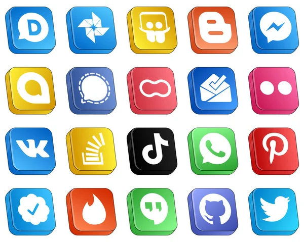 Unique Isometric Social Media Icons Yahoo Inbox Google Allo Women — Vector de stock