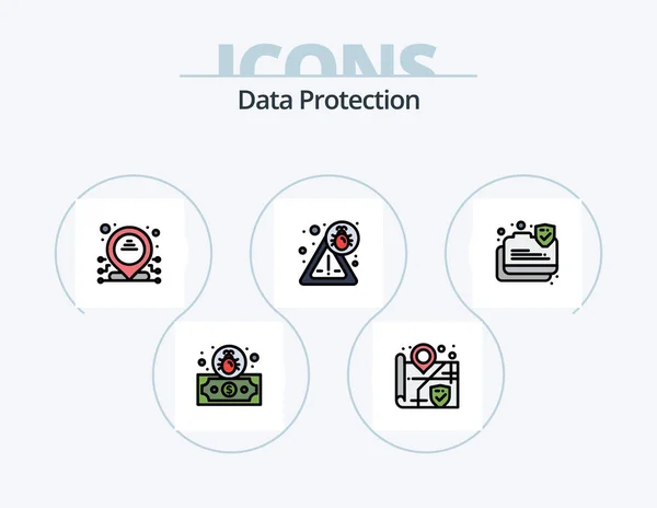 Data Protection Line Filled Icon Pack Icon Design Privacy Data — Stok Vektör