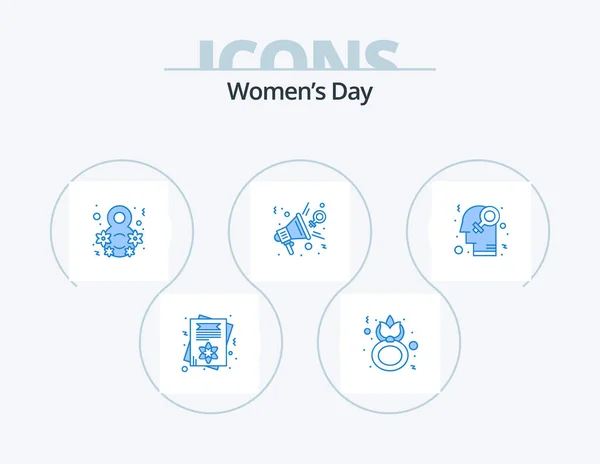 Womens Day Blue Icon Pack Icon Design Presentation Feminism Women — Vetor de Stock