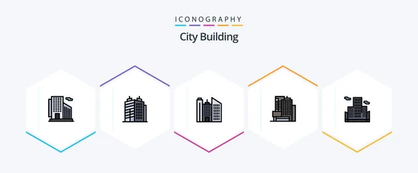 City Building Filledline Icon Pack Including Business — Vector de stock