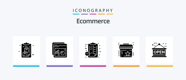 Ecommerce Glyph Icon Pack Including Shop Rating Web Watch Notepad — Image vectorielle