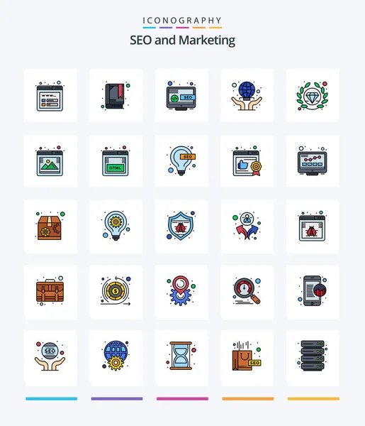 Creative Seo Line Filled Icon Pack Gallery Quality Online Premium — Stockový vektor