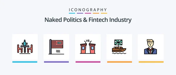 Naked Politics Fintech Industry Line Filled Icon Pack Including Law — Wektor stockowy