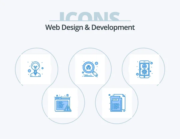 Web Design Development Blue Icon Pack Icon Design Mobile Coding — Stockový vektor
