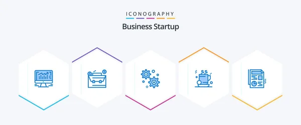 Business Startup Blue Icon Pack Including File Gear Setting Document — Stockový vektor